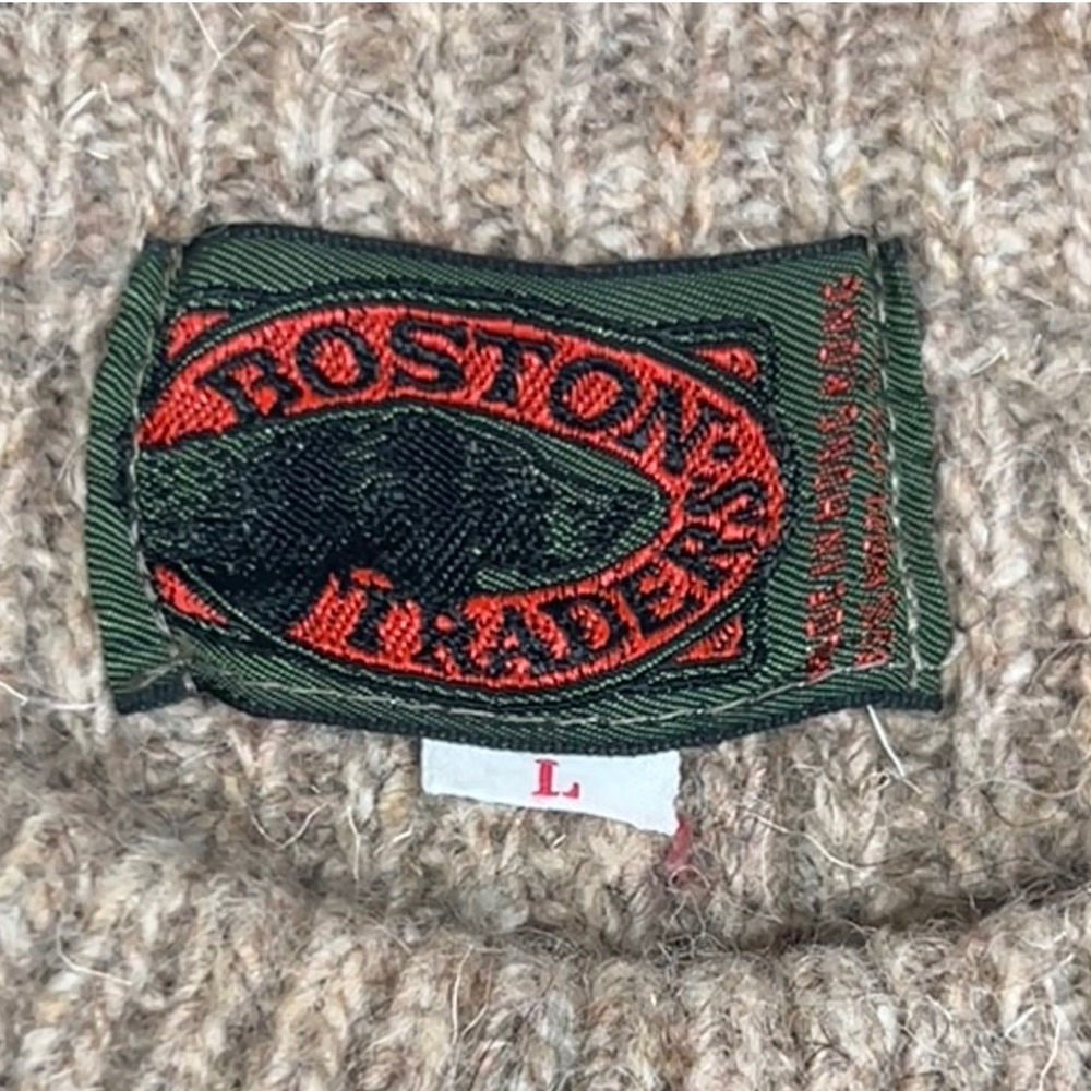 Boston Traders Sweater Mens Large Tan Wool Blend Ribbed Knit Crewneck Raglan - Picture 3 of 10